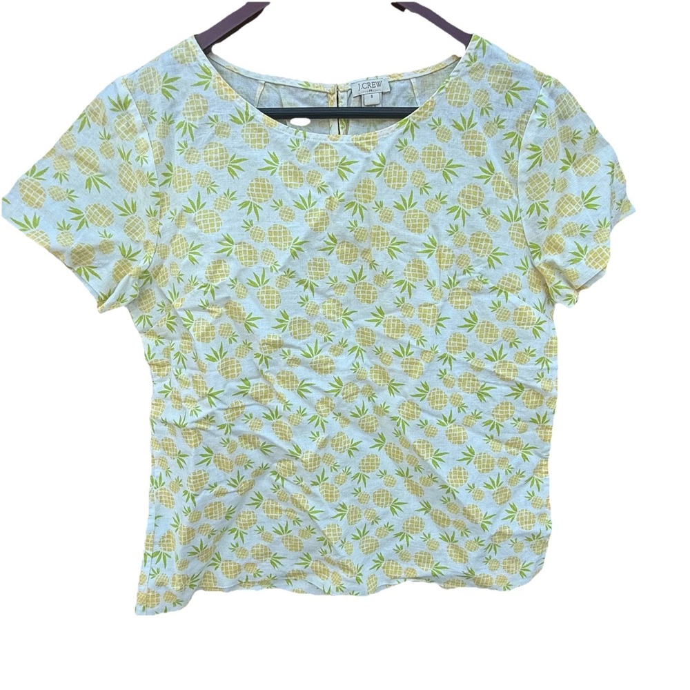 J. Crew‎ Pineapple Print Linen Top Small Vacation Travel